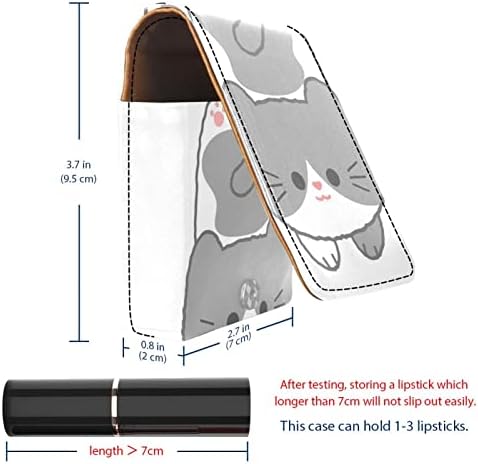 Caixa de batom de Oryuekan com espelho bolsa de maquiagem portátil fofa bolsa cosmética, desenho animado, adorável gato