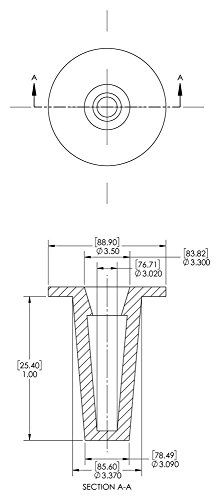 CAPLUGS 99190755 Tampa e plugue cônicos de plástico. T-57A, PE-LD, Cap od 3.02 Plug ID 3.37, vermelho