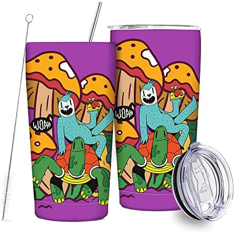 Presentes magros de cogumelo, copo reto de 20 onças com palha e caneca de caneca dupla a vácuo de parede dupla cogumelos