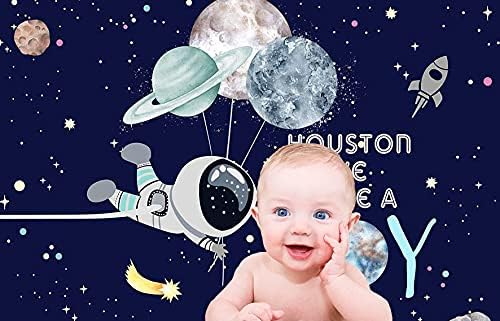 Ticuenicoa 7x5ft Temos um cenário de menino para o chá de bebê Espaço Espaço Space Rocket Astronauta Tema Babydrop