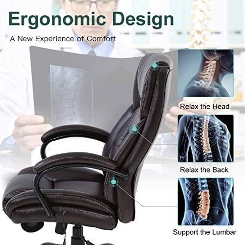 Cadeira grande e alta de escritório 500 lb Cadeira de computadores ergonômicos de massagem de sede largura com apoio lombar para