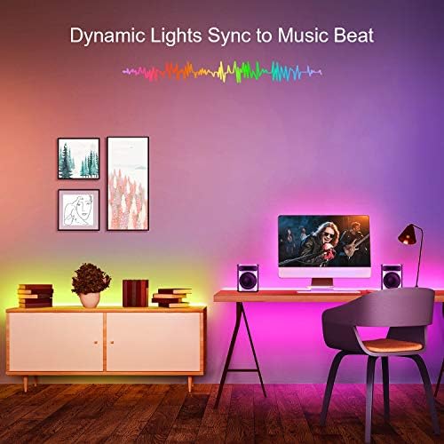 Luzes de tira LED nexillumi de 50 pés com música remota sincroniza luzes LED para alterações de cor do quarto SMD5050