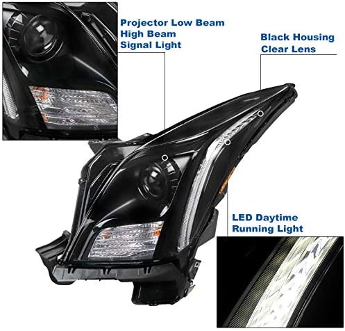 ZMAUTOPTS LED DRL FARECTROS DE PROJECTOR DRL BEARTLAMPS BLACK COM LUZES DRL LED WHITE de 6 para 2013-2017 Cadillac XTS