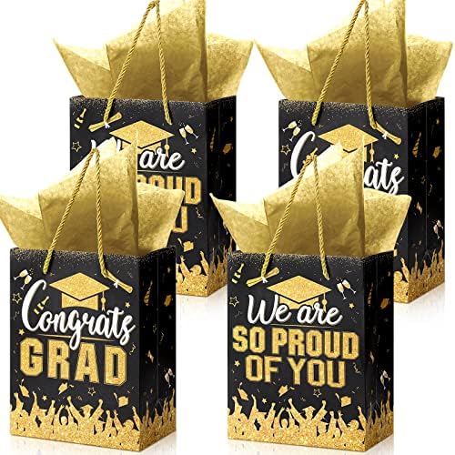 12 PCS Graduação Sacos de presente com papel de formatura Favoration Favor de papel com alças da aula de 2023 sacos de papel