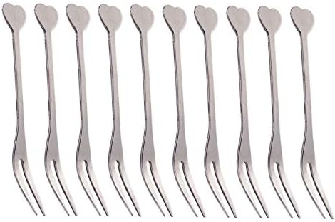 Hesndcz garfos 10pcs aço inoxidável Fruit Fork Shap Shape