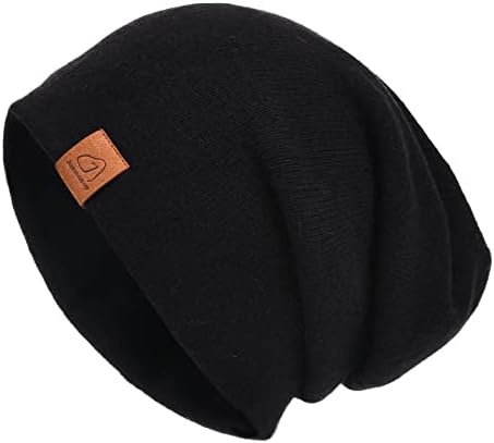 Jaxmonoy Wool Cashmere Slouchy Knit Beanies Chapéus de inverno para mulheres Soft quente Camada de dupla camada reversível