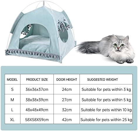 Slatiom Pet Ten House Cats Bed Teepee portátil com almofada espessa macia disponível para excursão de cachorro de cachorro