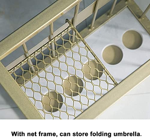 Stands de guarda -chuva lxdzxy, suporte de suporte de guarda -chuva quadrado com malha de metal pode ser usada para dobrar guarda -chuvas, grande capacidade, suporte de guarda -chuva de metal, design aberto, para entrada, escritório, ouro grande