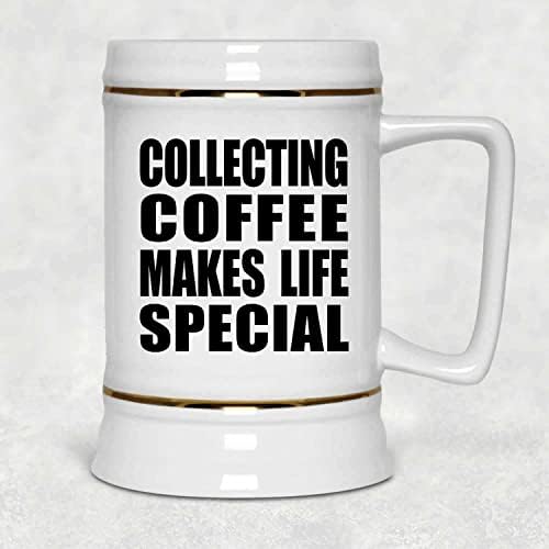 Designsify Collecting Coffee torna a vida especial, caneca de 22 oz de cerveja com tanque de cerâmica com alça para freezer,