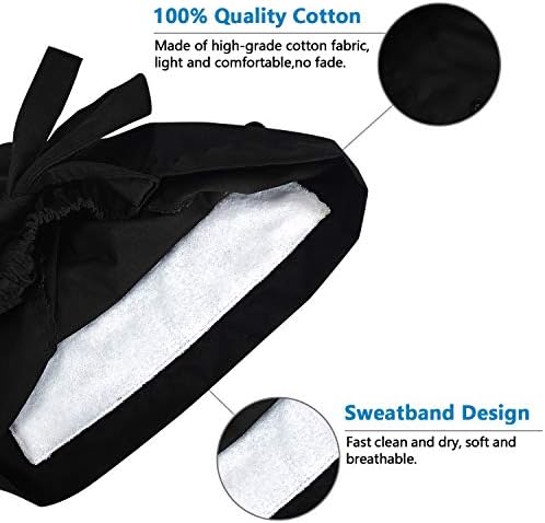 Capas de trabalho ajustáveis ​​com festas com Button & SweatBand, Bandagem elástica Treque os chapéus para mulheres
