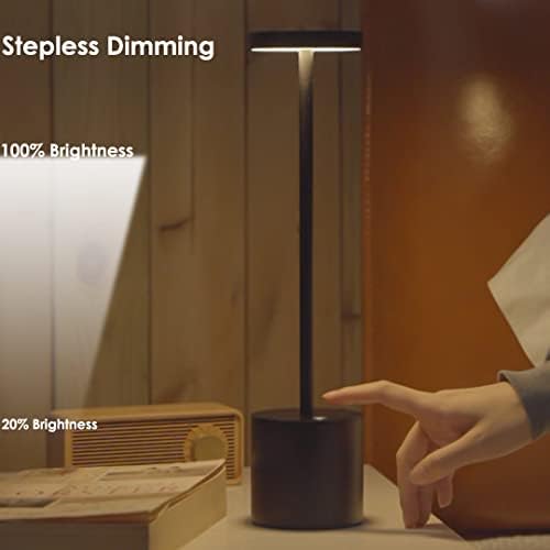 Pacote jalvde de 2 luminárias de mesa sem fio, metal LED METAL USB Recarregável 6000mAh Battery Desk Lamp Lâmpada para restaurante/quarto/dormitório
