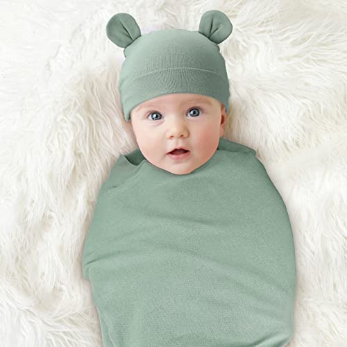 2 sets recém-nascidos infantis chapéu infantil beanie de urso bebê recebendo cobertores recém-nascidos Hospital de envoltório recebendo