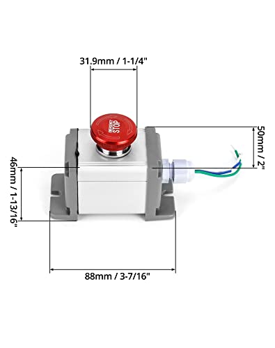 QWORK STOP STOP Press botão, 22 mm, aço inoxidável, IP65 à prova d'água 12-2V 3A 1No 1nc, 1 pacote