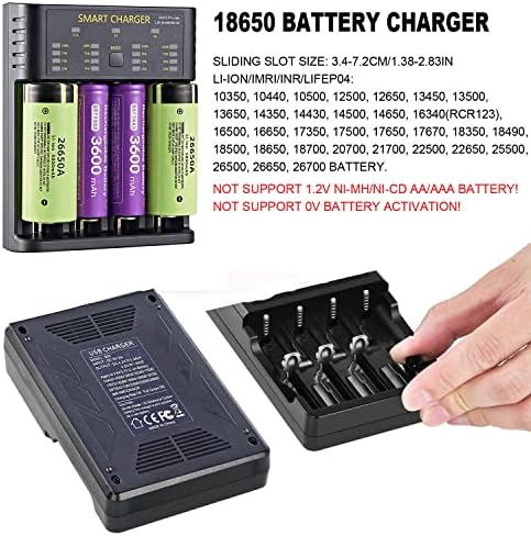 18650 Carregador de bateria 4 Bay Smart Universal Charger para baterias recarregáveis ​​de 3,7V baterias de íons de li 18650 26650 14500 16340 21700 18490 18350 Baterias