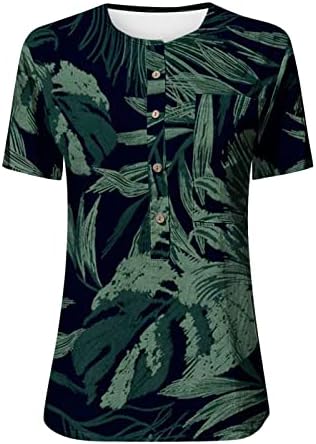 Camisa de linho havaiana smidow para mulheres modernas 2023 Summer Beach de manga curta Botão para cima tampa casual Blusa de camiseta