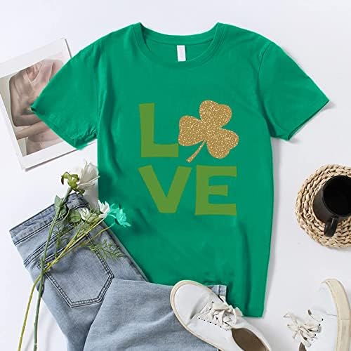 Camisas do dia de São Patrício Mulheres Irlandesas Shamrock Gnome Imprimir Tees Funny Funny Manga curta Round Round Basic