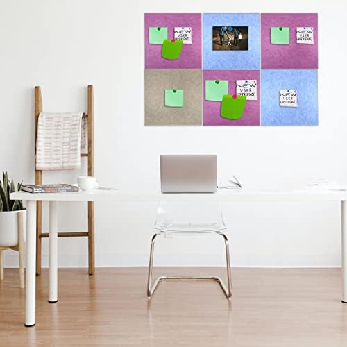 Patikil Felt Board Tels, 4 Pack Self Adhesive Square Wall Cork Pin Boletin Board com pinos para fotos Decoração de escritório em casa, branco