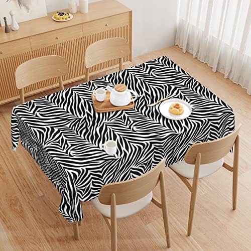 Toca de mesa impressa em zebra, 52x70 polegadas, toalhas de mesa reutilizáveis ​​resistentes a rugas à prova d'água,