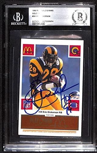 #29 Eric Dickerson - 1986 McDonalds Rams Gold Tab Football Cards classificados BGS AUTO - BOODADES Autografada