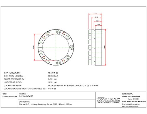 Metais clímax C123M-140X190 Série 123 Conjunto de travamento, aço, 5,51 id, 2,68 largura, 140 mm de diâmetro do eixo