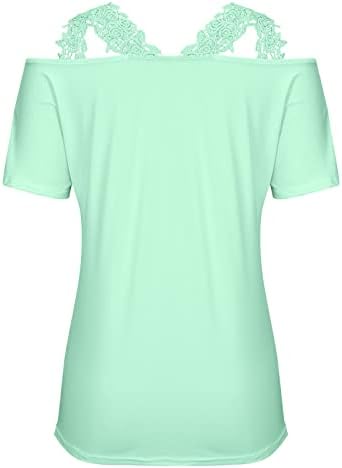 Tops e blusas femininas Tops sexy para mulheres 2022 camisas para mulheres Torda de renda V Blushs casuais de manga curta casual