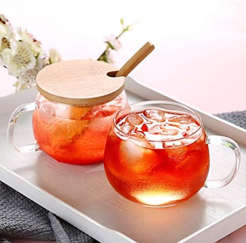 Copos de bebida doiTool, 2 conjuntos de copo de vidro com colher de tampa - xícara de copo de copo de casa de inauguração