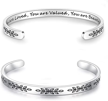 Usangers Bracelets for Women Girls adolescentes - Aço inoxidável Inspirational Jewelry Birthday Christmas Valentines Graduação Mães Presentes