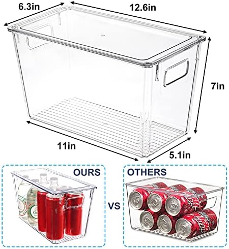 Moretoes 6 Pacote caixas de organização de armazenamento de plástico transparente com tampas, organização de organização de cozinha Organizador da geladeira, organização da despensa e caixas de armazenamento de lanches