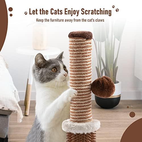 Jaoul 21 Cat Scratching Post, Kitten Scratching Posts para gatos internos com gato auto -breomer, placa de base dupla resistente