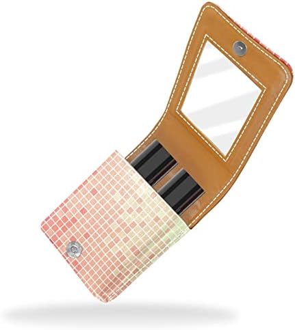 Caixa de batom de Oryuekan com espelho bolsa de maquiagem portátil fofa bolsa cosmética, verificação de grade de manta de