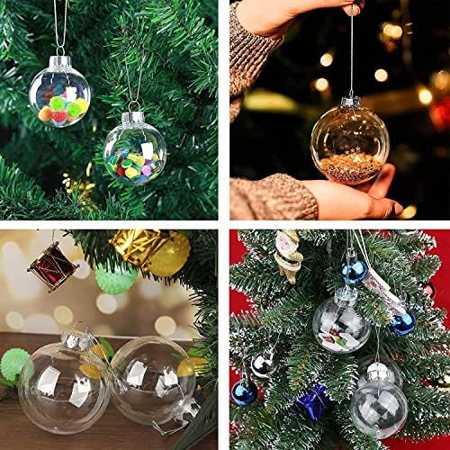 12 PCS Bolas de ornamento de plástico transparente, 2,36 polegadas de natal DIY BUBALES PARA NATAL, HALLOWEEN, aniversário, decoração