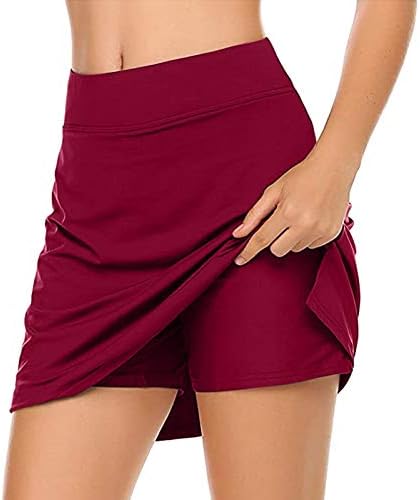 GDJGTA Mulheres 2 em 1 Camada dupla com shorts de ioga Skort Salas de tênis atléticos de cintura de cintura rápida