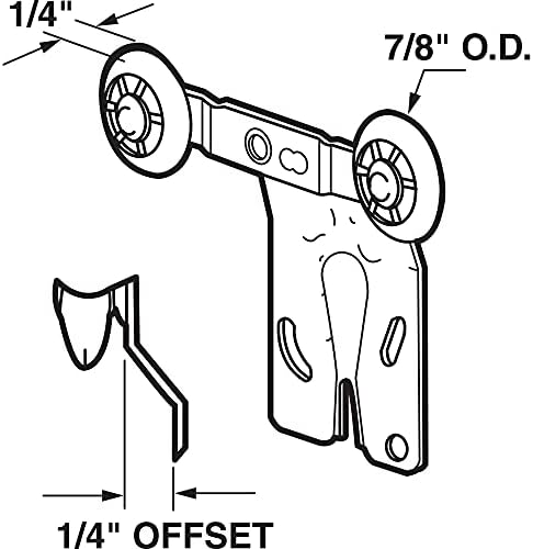 Prime-line MP6502 Rolo tandem da porta do armário frontal com deslocamento de 1/4 de polegada, nylon de 7/8 polegadas, 2 peças
