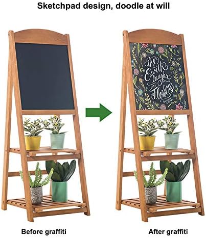 ZJDU Plant Shelf Rack, cavalete de traficante com prateleira de exibição, quadro-negro decorativo de madeira A de madeira A, painel