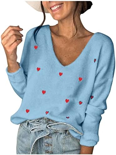 Blusa do outono de inverno meninas adolescentes de manga longa vneck sweater Heart Graphic Crochet Top Tshirt para mulheres