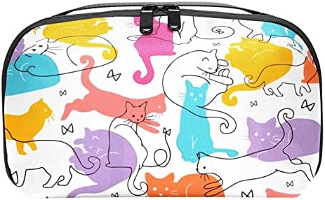 Saco de cosméticos pequenos, sacos de maquiagem elegantes, bolsa de zíper, presentes para mulheres, viagens à prova d'água, organizador de bolsa de higiene pessoal, gatos adoráveis ​​animais coloridos