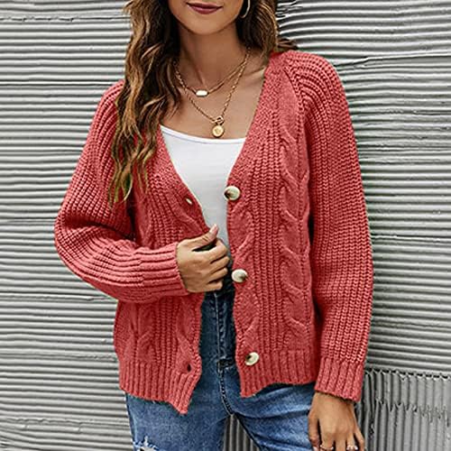 Cokuera Fashion Fashion Fall Color Solid Sweater Casaco Botão casual solto Outwear