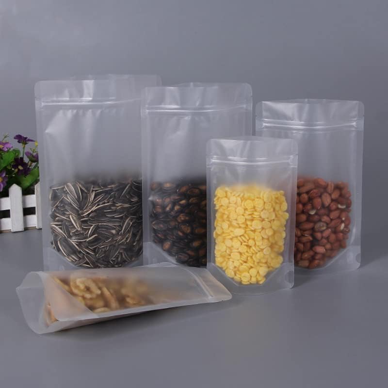 Chique e TNK 10pcs Stand Up Fosted Platpl Lock Bag Saco de Lock Transparente Sealing Ziplock Reclosable Poly Food Packaging