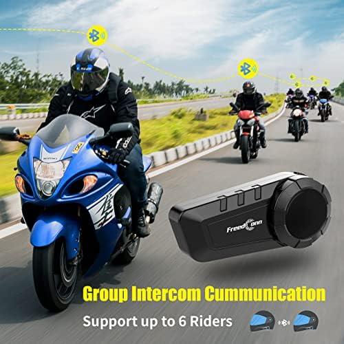FreedConn Motorcycle Bluetooth Headset KY Pro - Sistemas de comunicação de motocicletas Bluetooth 5.0 1200m 6 Riders
