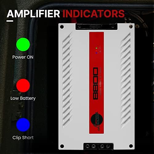 Amplificador mono de áudio de carro de um canal, 11000 watts max @ 1 ohm de alta potência Mono Car OMplificador com filtro subsônico e filtro passa-baixo, ventiladores de resfriamento, branco