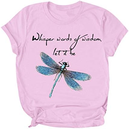 Firero Women 3D Animal Dragonfly Letter Prind camise