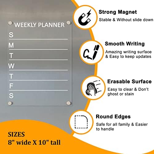 Calendário magnético semanal para geladeira 8 x10 calendário calendário acrílico Magnético Apagação seca para frigorínea Apagação seca