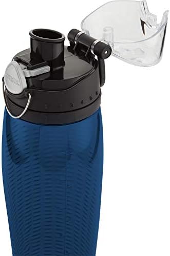 Garrafa de água térmica de hidratação com medidor, azul da meia -noite, 710 ml