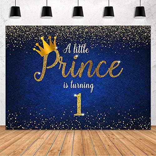 Mohofond príncipe garoto de 1º aniversário decoração cenário coroa de ouro Glitter Star A Little Prince está girando 1 banner