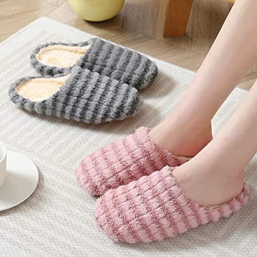 Flippers para mulheres e homens com espuma de memória macia, lã confortável forrada deslizamento macio nos chinelos para casais