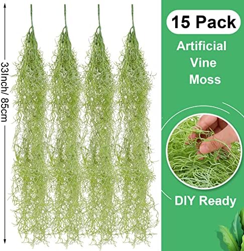 15 peças Faux Greenery Moss realista Moss Espanhol Moss Fake para plantas em vasos pendurados guirlanda de musgo para