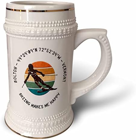 3drose Bolton, Vermont. Esquiador de mulher em branco. Esporte de esqui em declive. - 22 onças de caneca