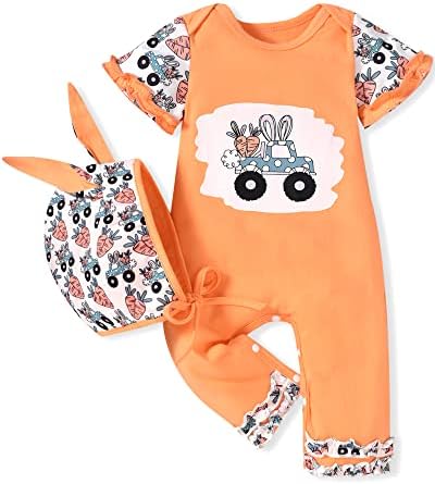 Fioukiay recém -nascido bebê roupas de páscoa infantil, minha 1ª Roupa de Bunny Páscoa