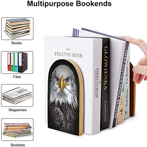 Americano orgulhoso Pintura Bald Eagle Bookend Decorativa Livro não-esquisito final 1 par 7x5 polegadas