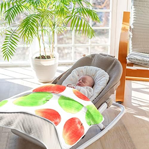 Manta de mancha de abafamento manta de algodão em aquarela para bebês, recebendo cobertor, cobertor leve e macio para berço, carrinho, cobertores de berçário, frutas, 30x40 em branco